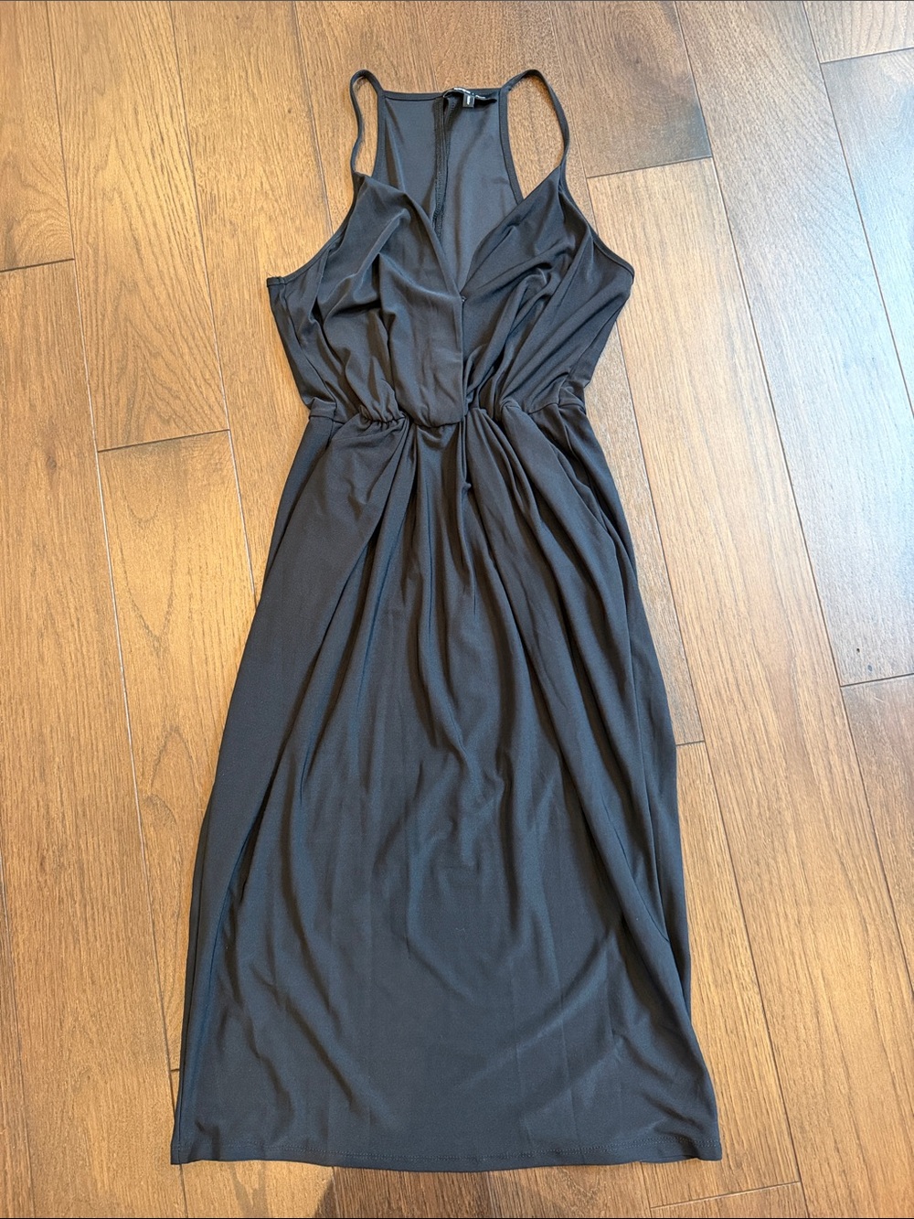 BCBG Draped Midi Black Dress with Pockets Size Small - C67-131